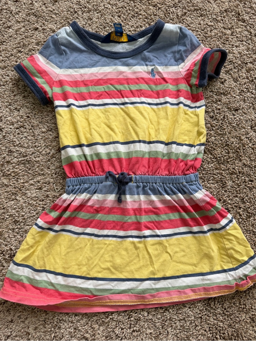 Ralph Lauren Girls' Striped Knit Dress in Yellow, Pink & Blue